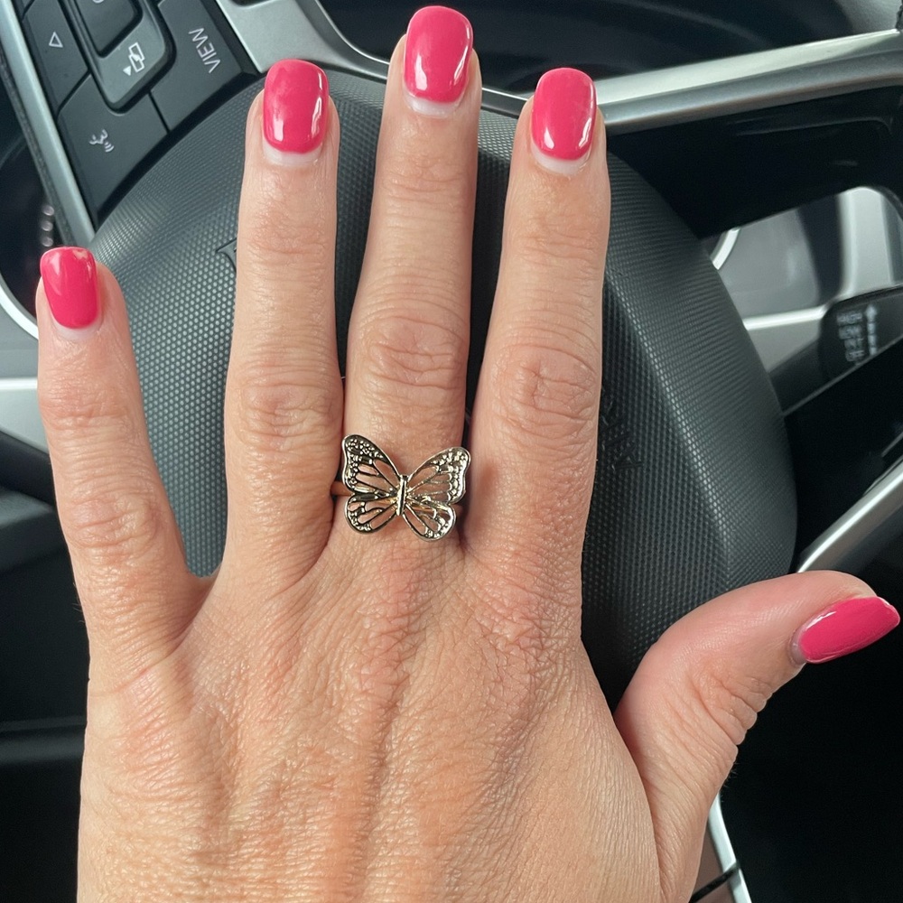 Lovely Gold Butterfly Statement Ring